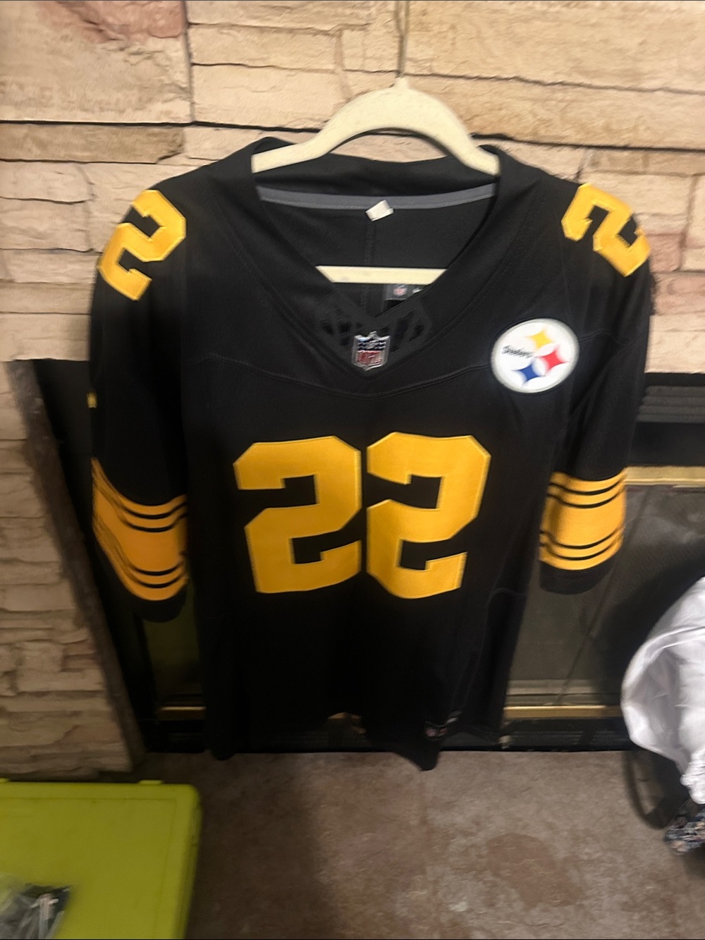 Nike Black and Yellow #22 Football Jersey